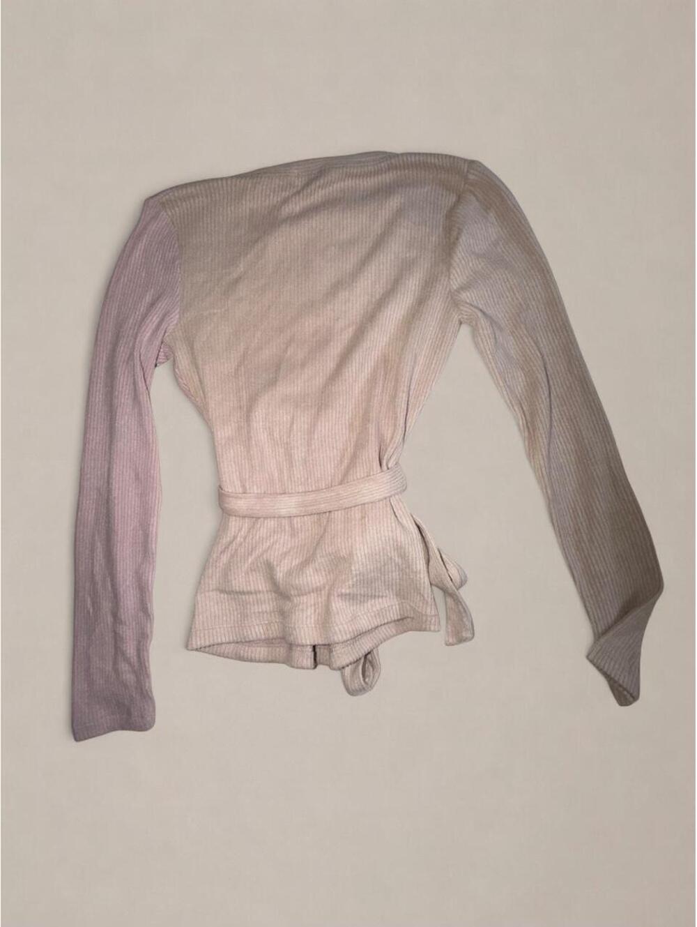 Express Two-Tone Ribbed Wrap Top XS - Picture 7 of 7